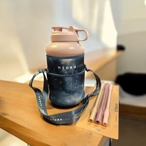 73 ozHydroJug dusty Pink and Blue plastic Water Bottle Set with HydroJug Straws.